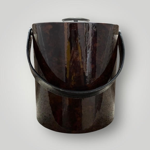 Georges Briard Other - Georges Briard Ice Bucket Barware Brown Faux Tortoise Shell MCM Insulated Lid